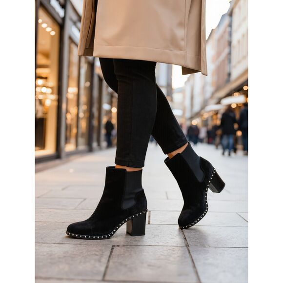 rag & bone Shoes - Rag & Bone Black Suede Studded Chelsea Ankle Boots Size 38.5 / 8.5